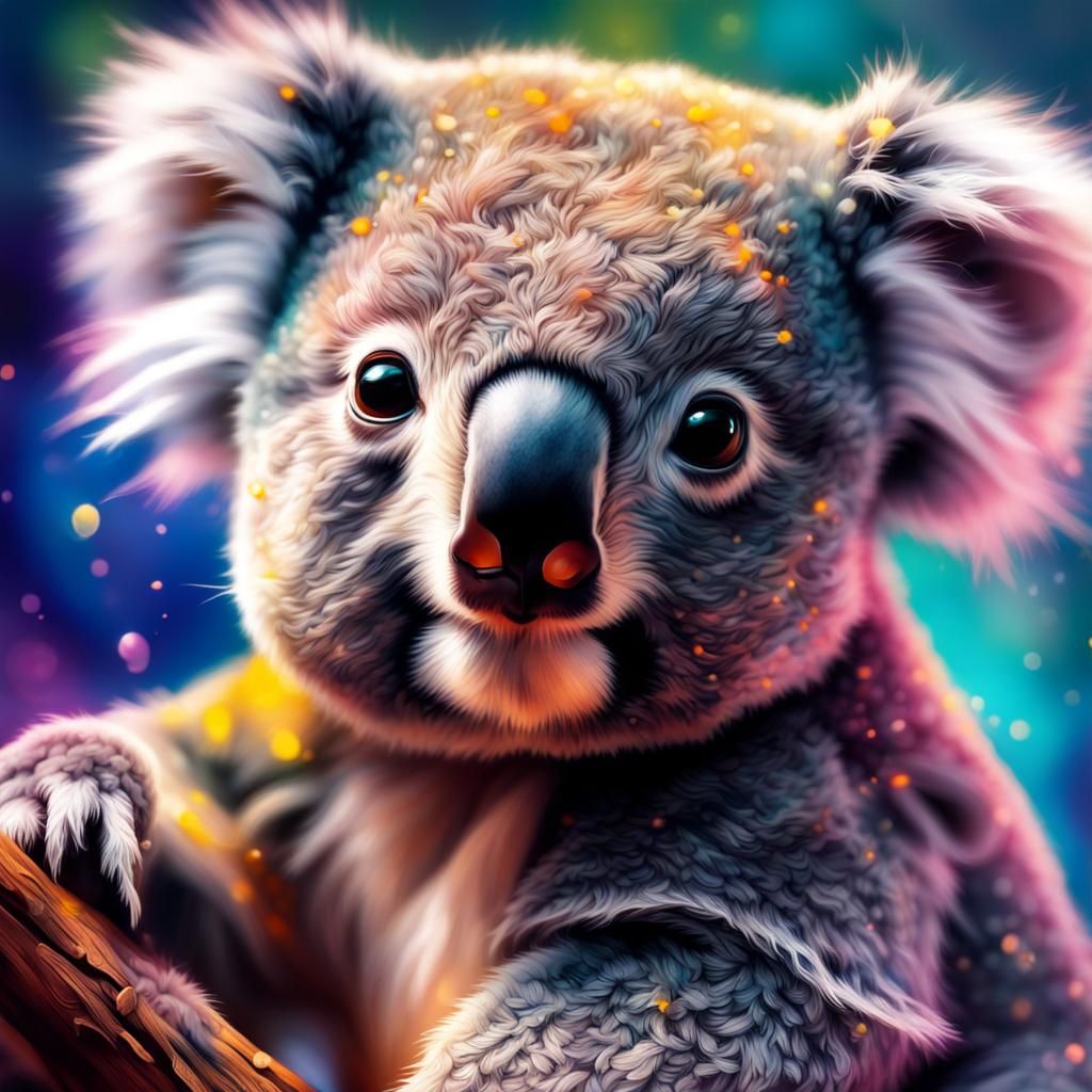 Fluffy Koala Portrait with Big Shiny Eyes