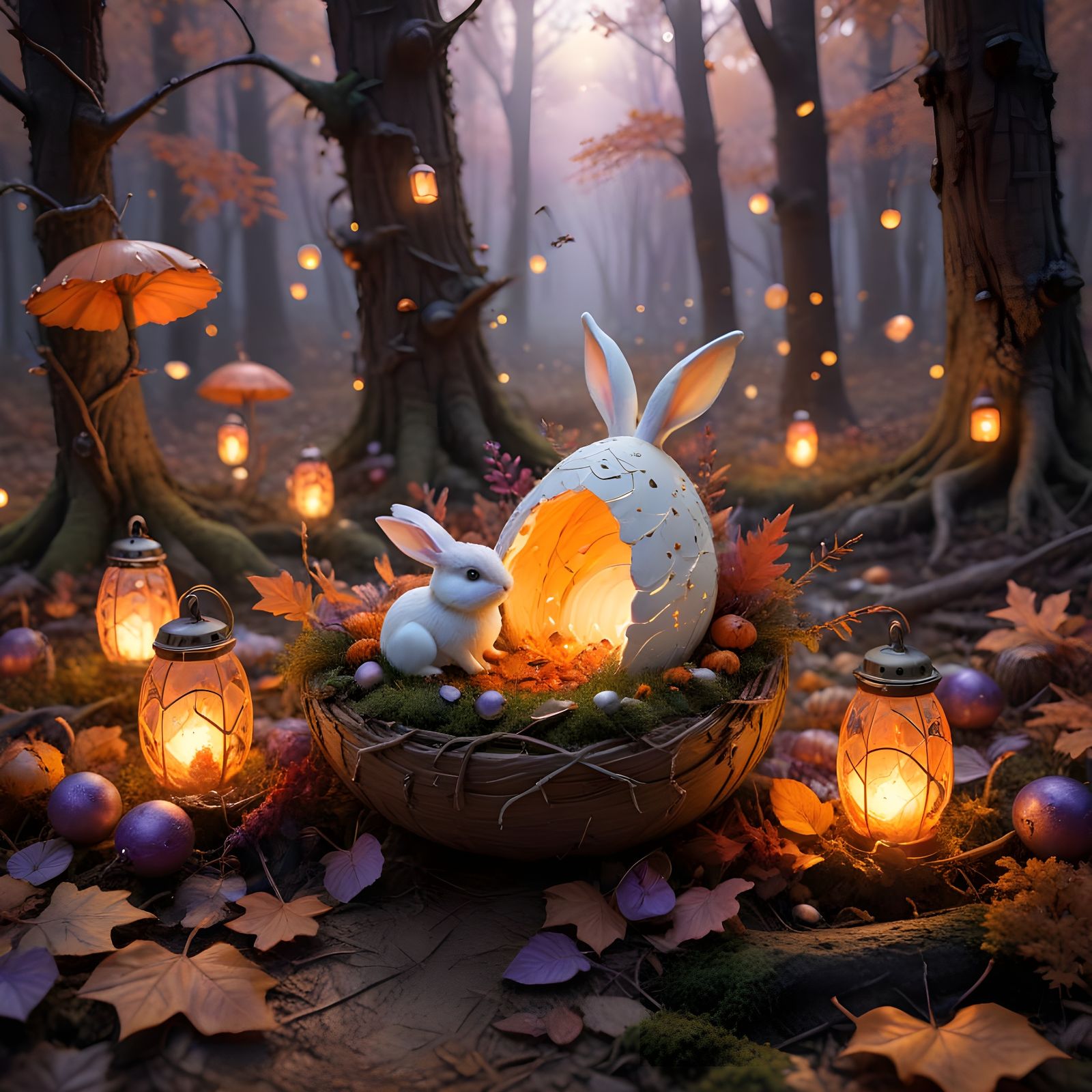 bunny next to its nest