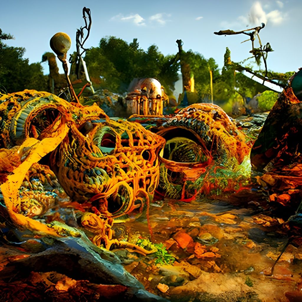 Mysterious Ruins Trapped in Net: Digital Matte Painting