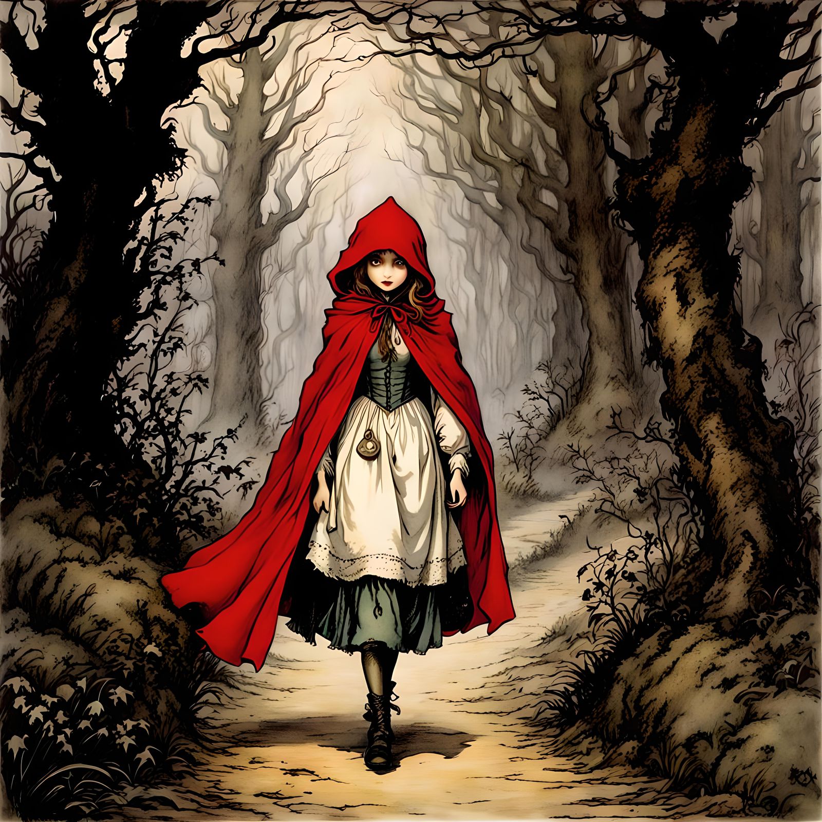 Little red riding hood, path, By arthur rackham, by tim  bur...