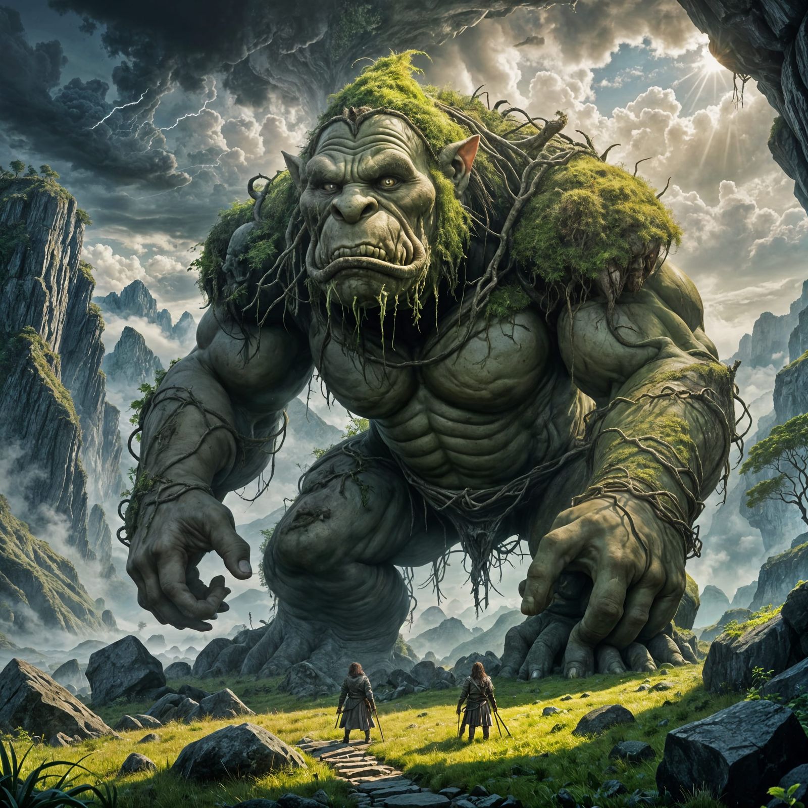Epic Fantasy Landscape: Slumbering Stone Troll
