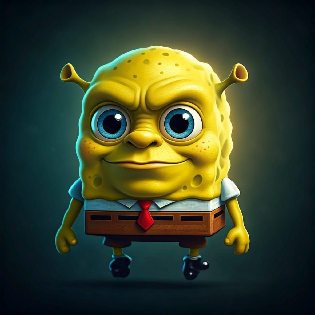 Whimsical Oil Painting of Shrekbob Squarepants in Dreamlike ...