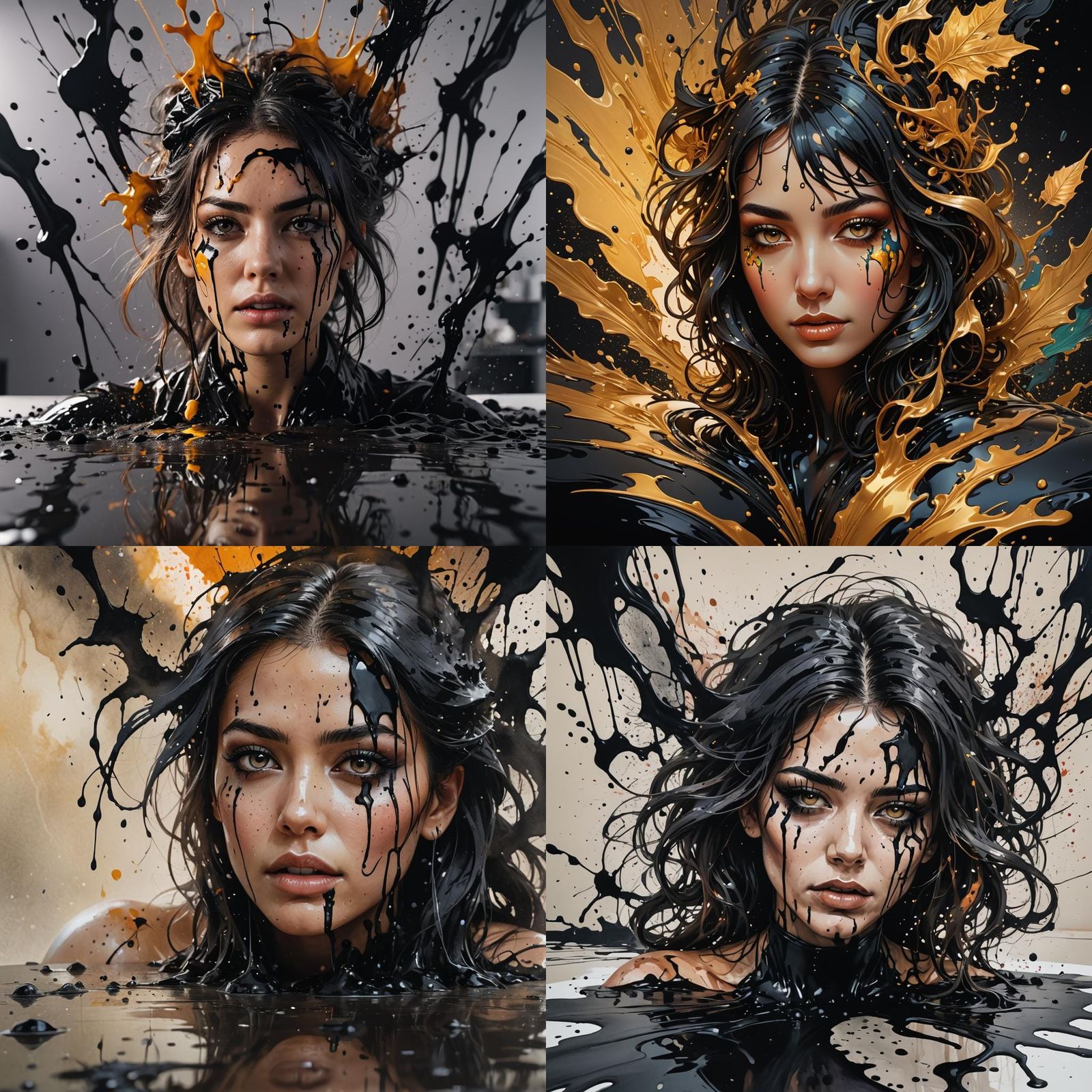 Ink Woman: Detailed Splash Art Concept