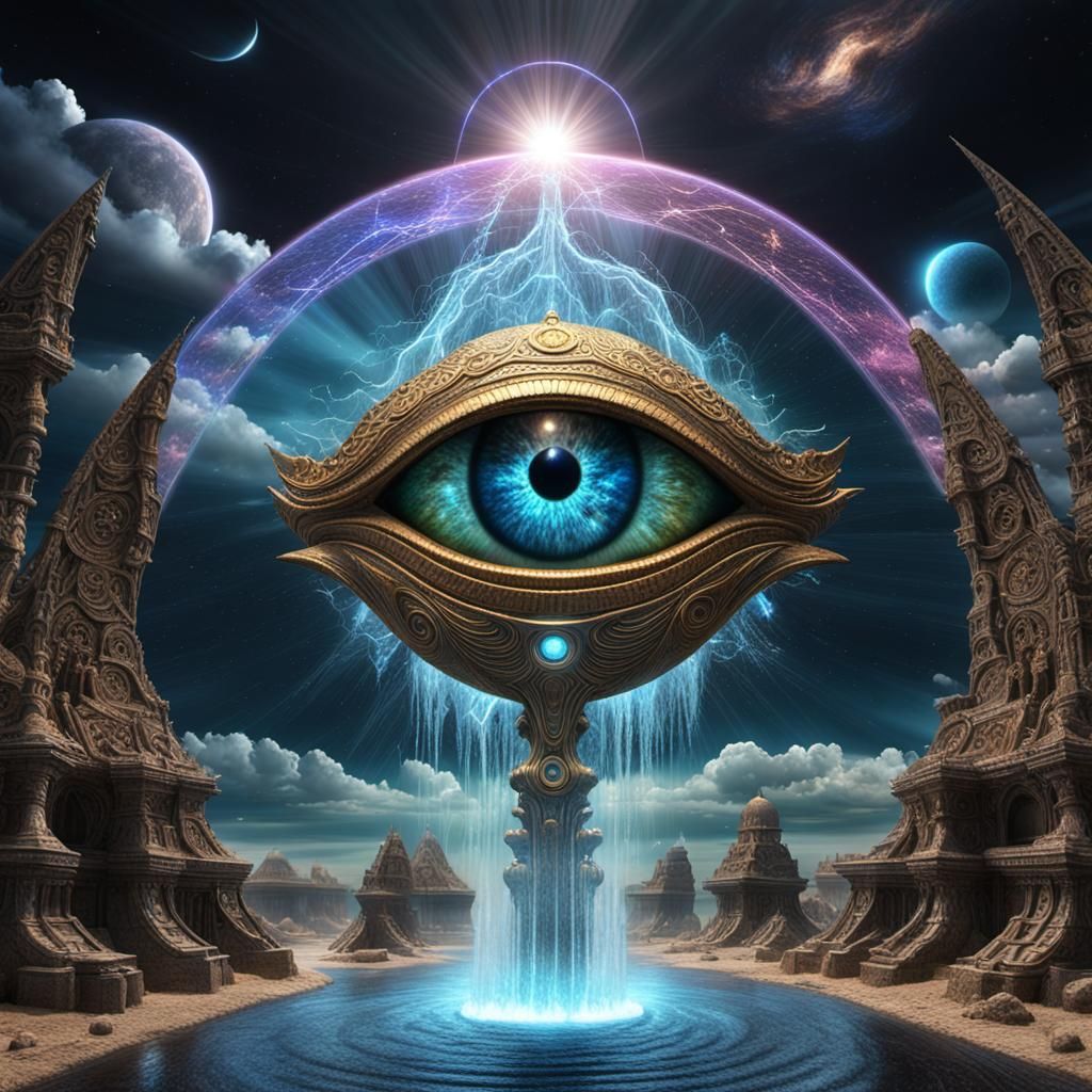 Magical Evil Otherworld: All Seeing Eye in Cosmic Illustrati...