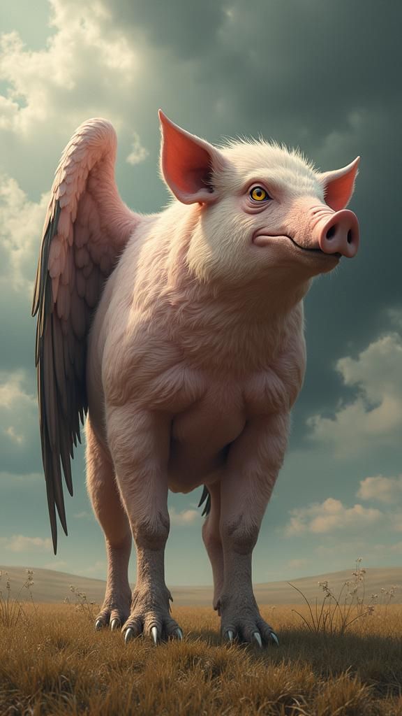 Majestic Eagle-Pig Hybrid in Art Nouveau Style