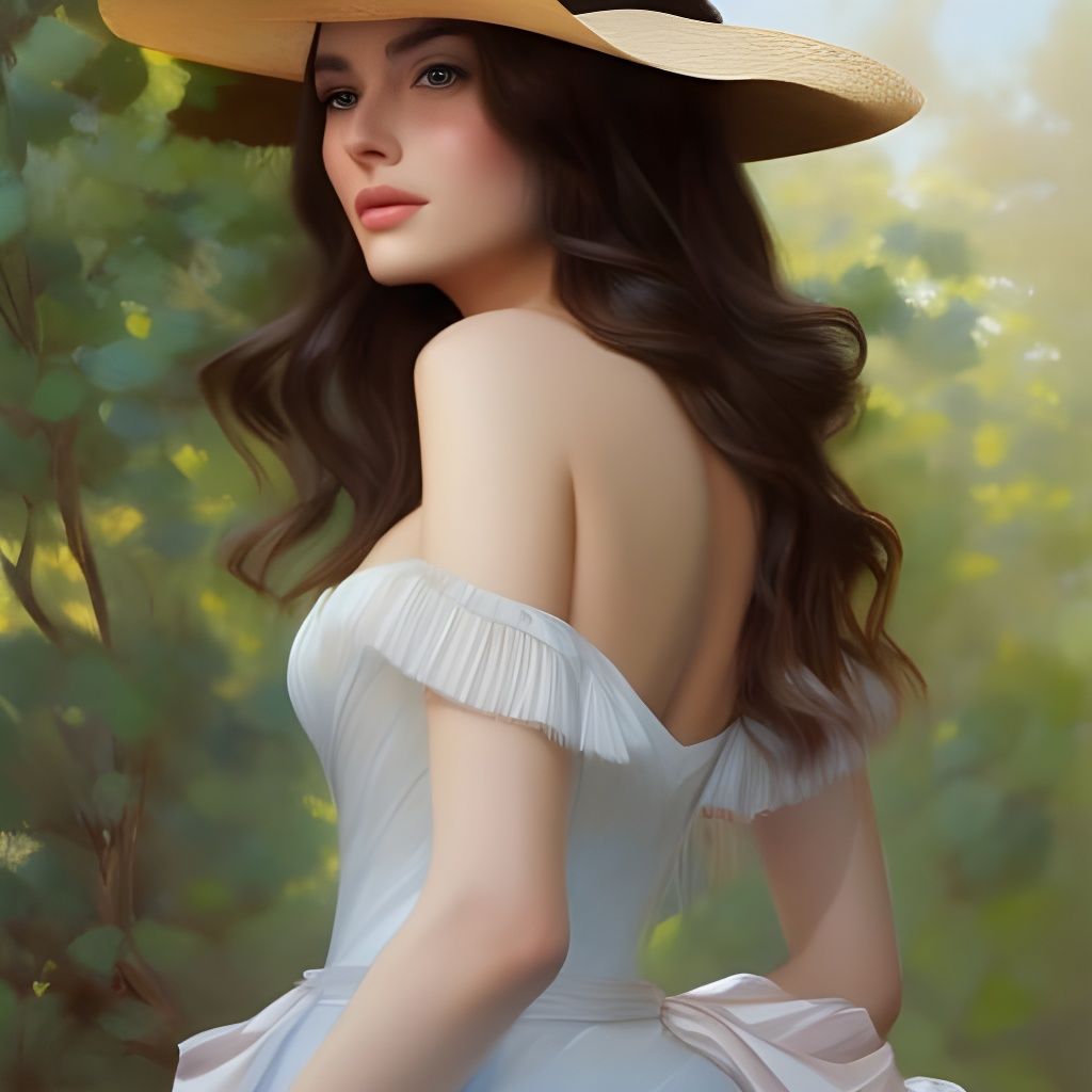 Girl in Sun Hat: Digital Oil Painting