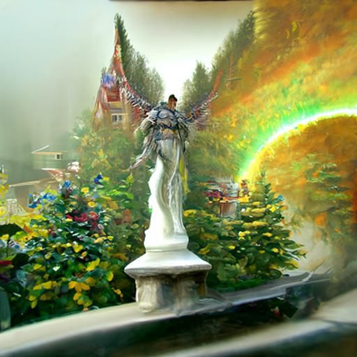 Ethereal Angle of Life Guardian in Fantasy Landscape