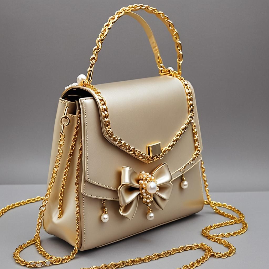 Elegant Gold Shoulder Bag in 3D Anime Style