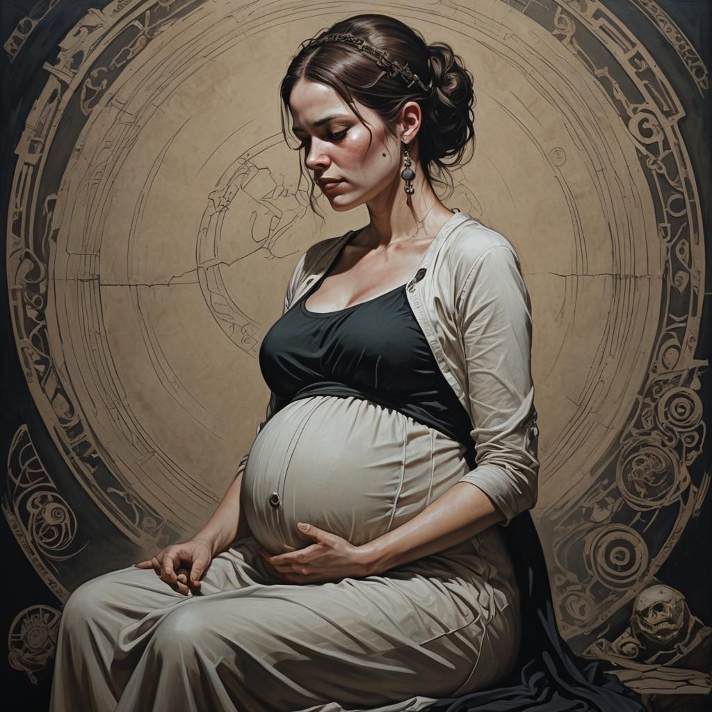 Dark Fantasy Portrait of Pregnant Woman