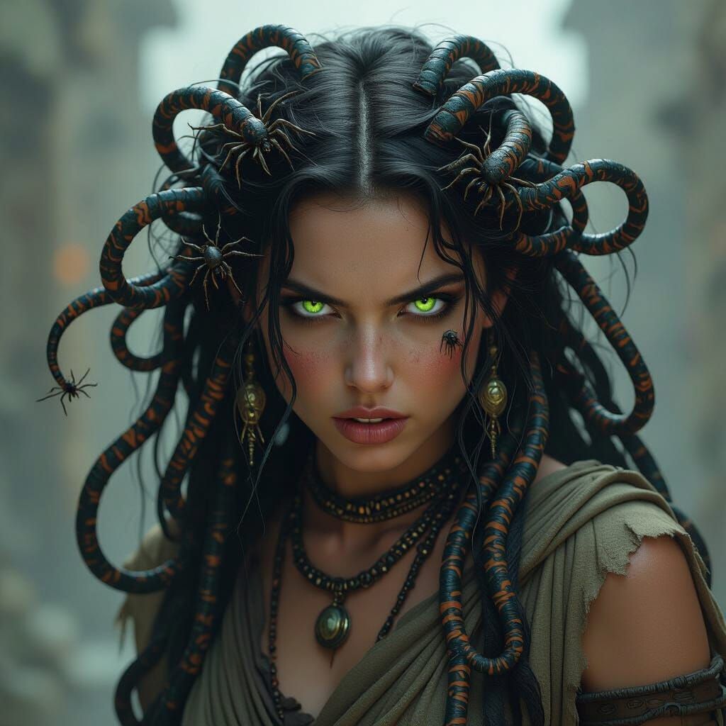 Medusa with Serpents and Spiders Turns to Stone