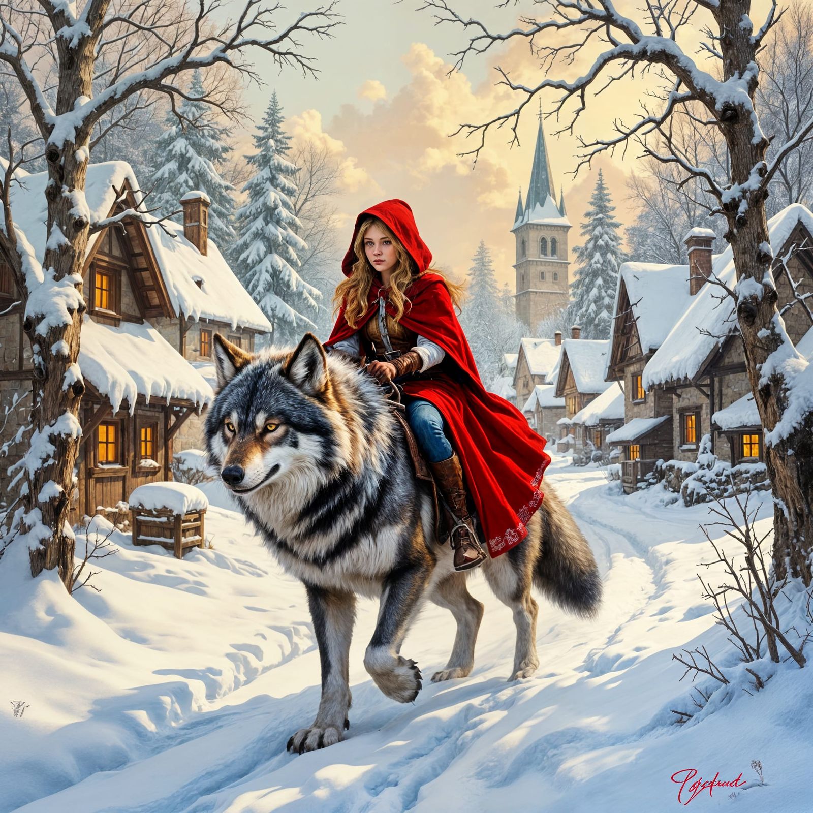 Little Red Riding Hood's Snowy Werewolf Ride