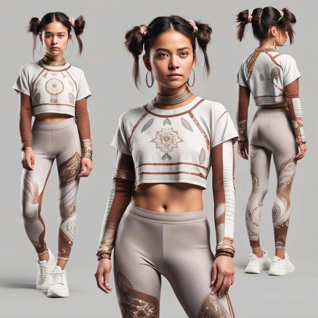 Native American Woman in Space Buns Mockup