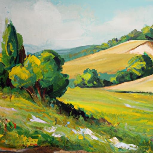 The Shire in Spring: Romantic Oil Landscape