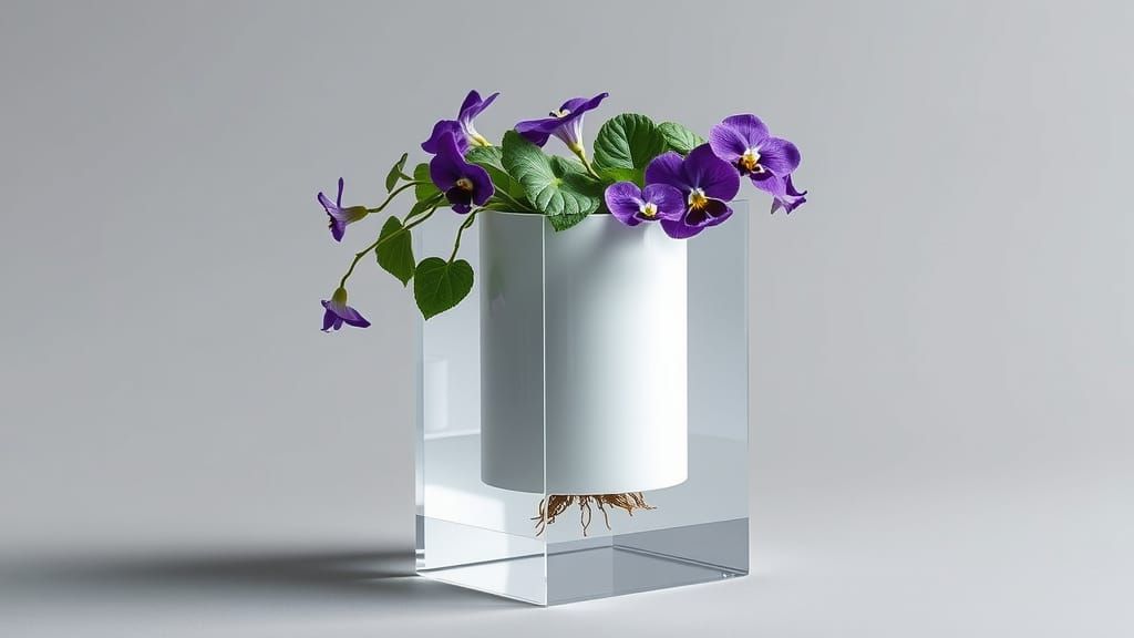 Geometric Planter with Wick Watering System for Violets in M...