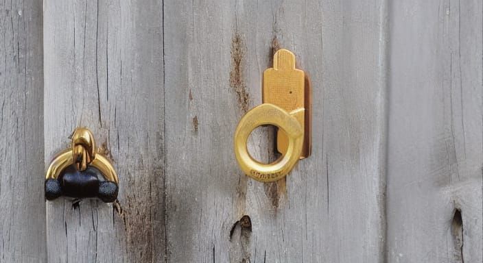 Lumpy Mitten Fitted on a Lock: Surreal Juxtaposition