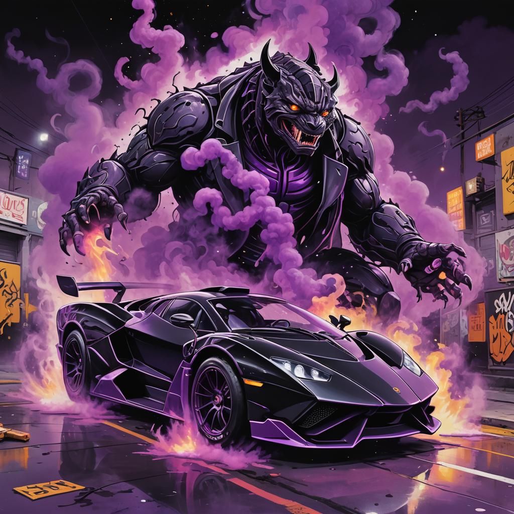 Mr. Beast in Neon SSC Tuatara Graffiti Art