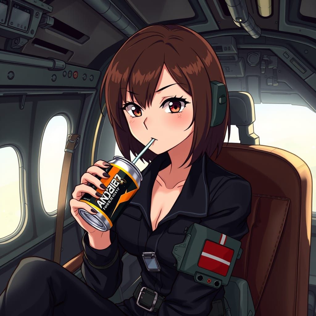 Anime Girl in Military Helicopter, Anime Style