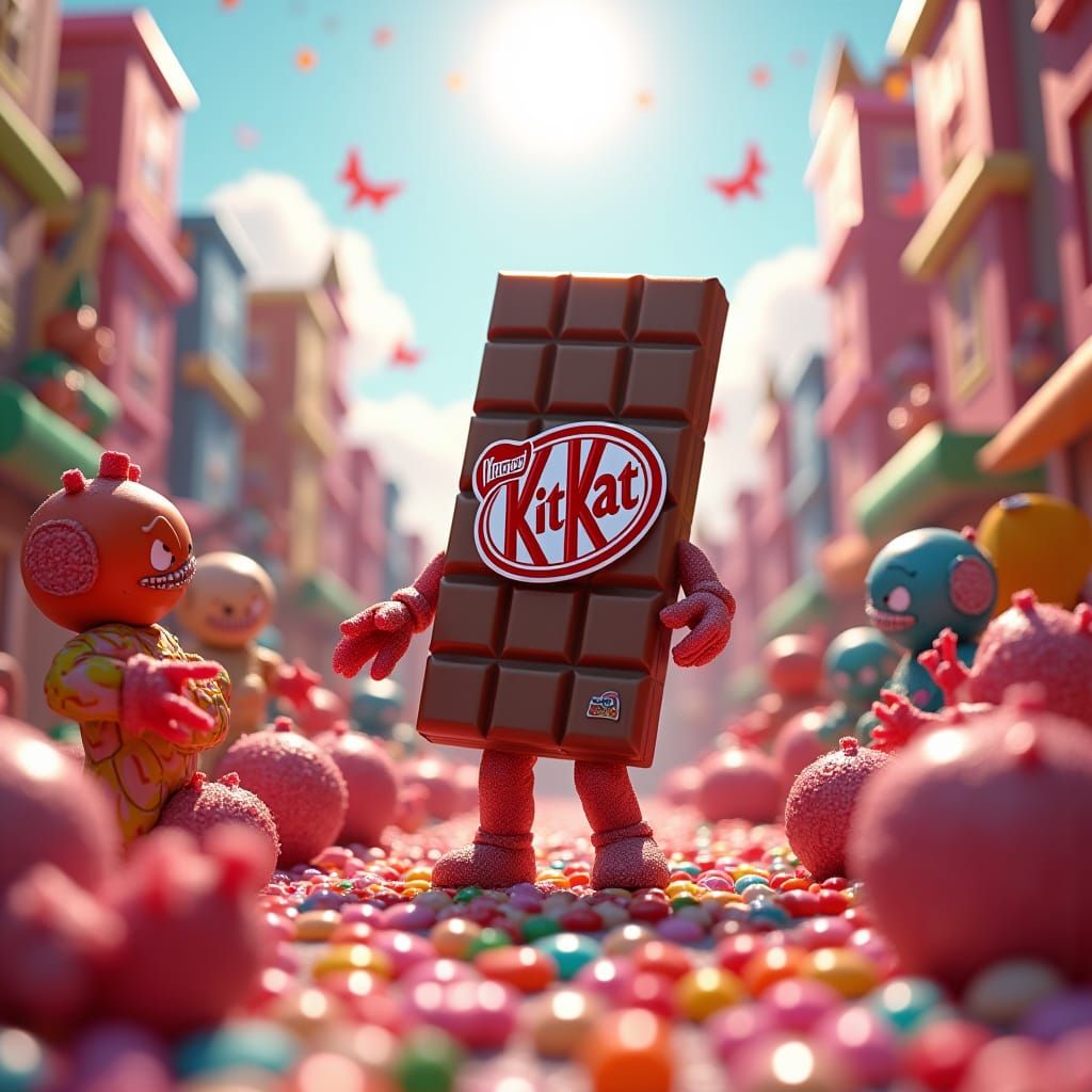 Kit Kat Under Attack in 3D Candy Land