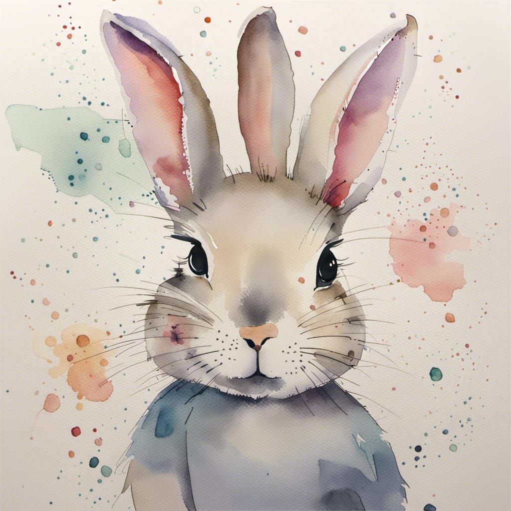 Adorable Bunny Watercolour Nursery Art