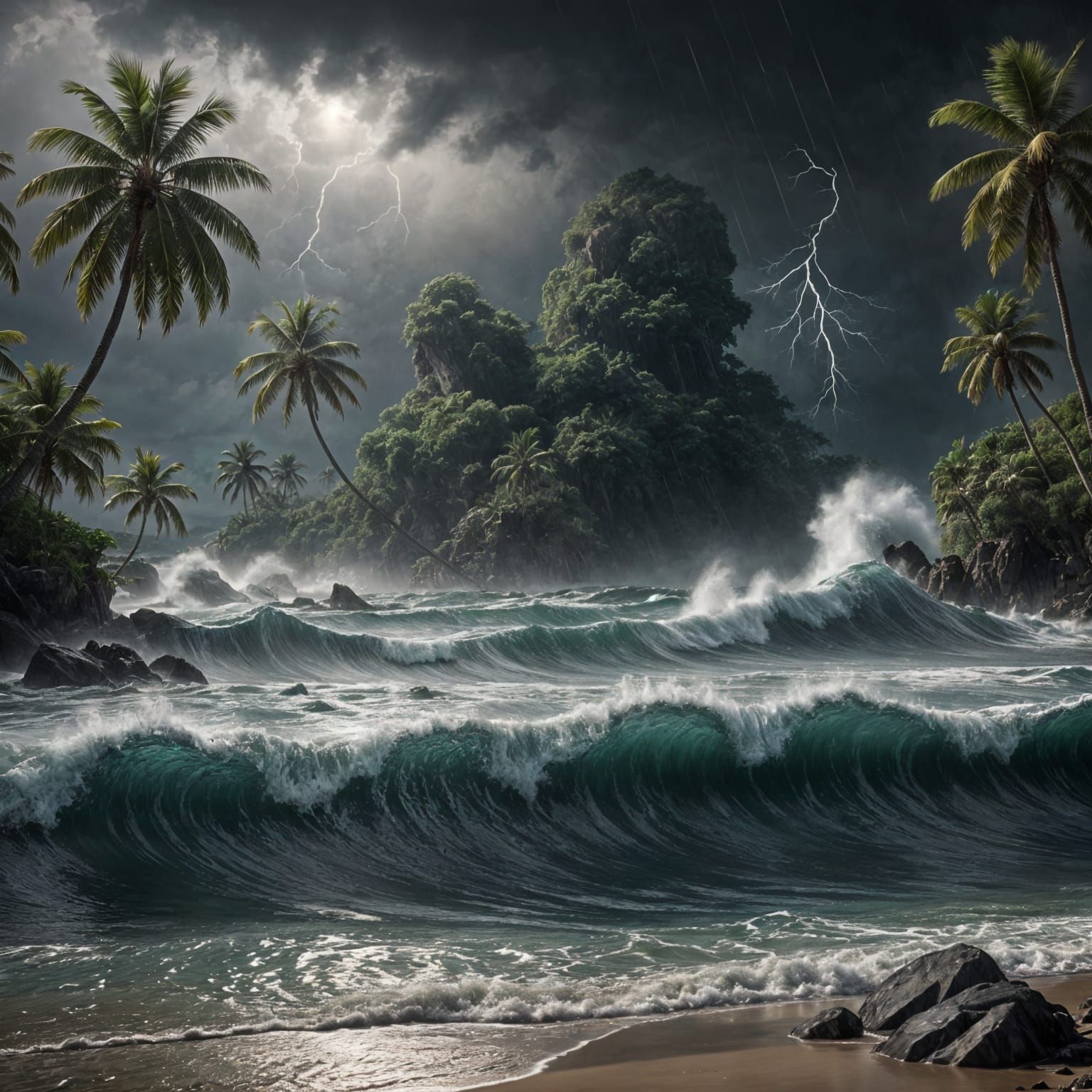 Epic Storm at Peace Digital Painting