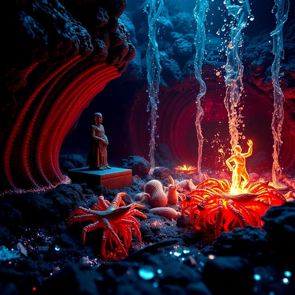 Hydrothermal Vents and Bioluminescent Life on Ocean Floor