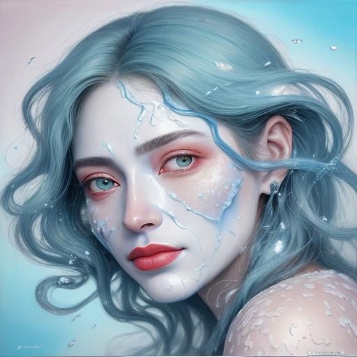 Surreal Melting Face in Dreamlike Oil Painting