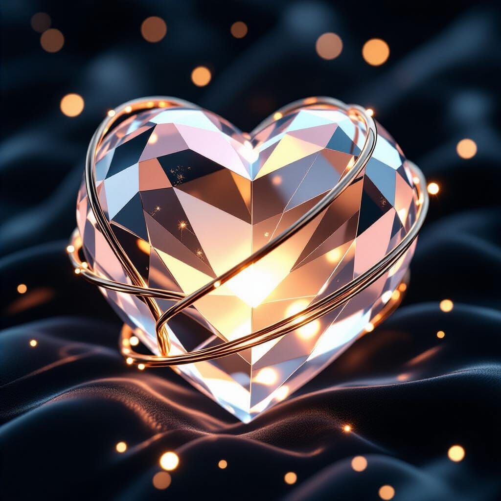 Glowing Crystalline Heart in 3D Digital Art