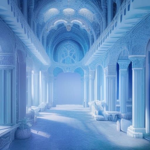 Blue Pastel Decorations in Maximalist Style