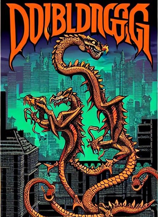 Double Dragon in Street Art Style
