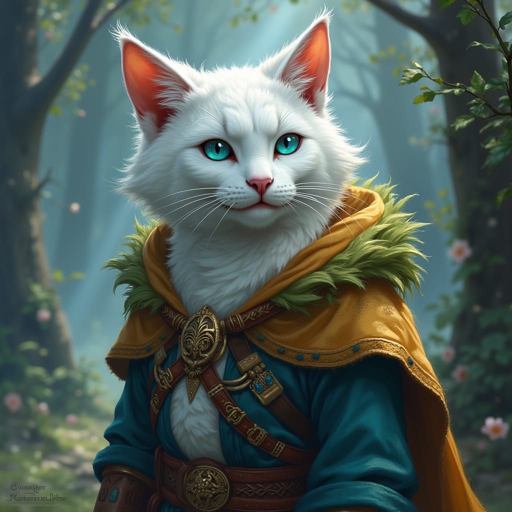 Whimsical Tabaxi Lady in Mystical Attire