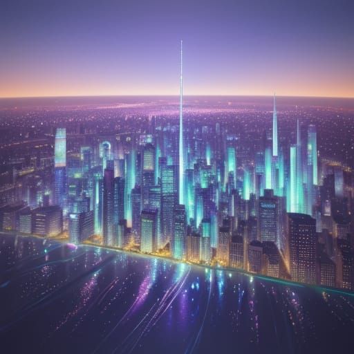 Shimmering Bubble Cityscape in Surreal Digital Art