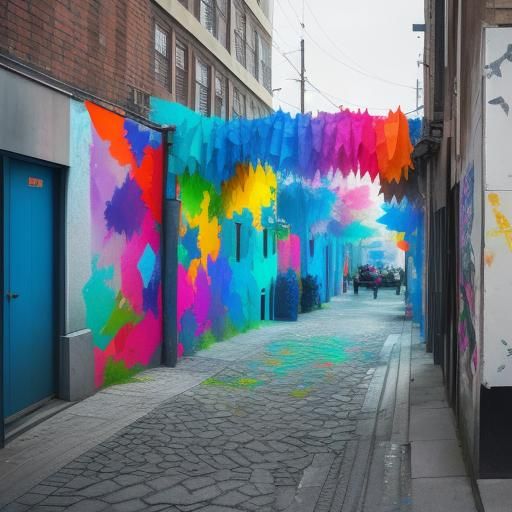 Origami-Inspired Street Art with Vibrant Colors