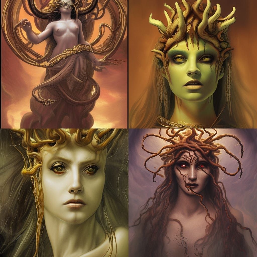 Hyperdetailed Medusa Portrait in Dark Fantasy Style