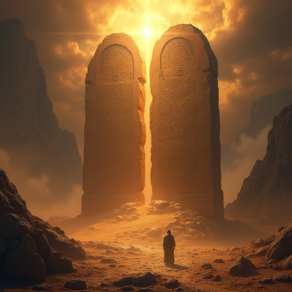 Tablet of Ten Commandments in Digital Matte Painting