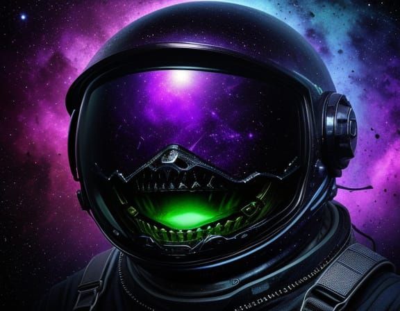 Surreal Cosmic Horror Astronaut in Blood Nebula