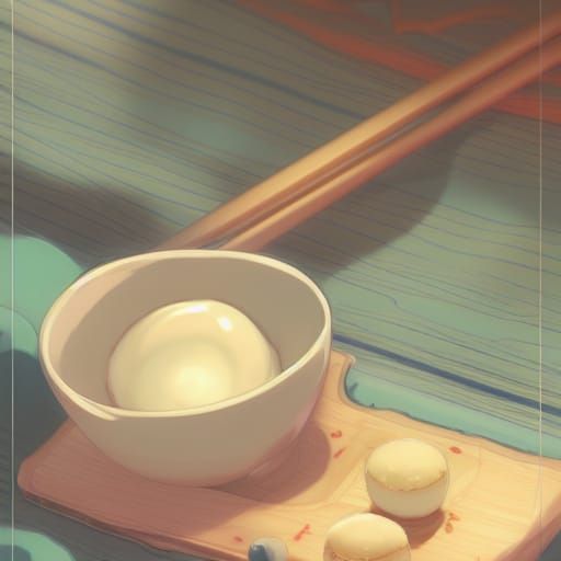 Delicious Mochi Plate in Anime Style