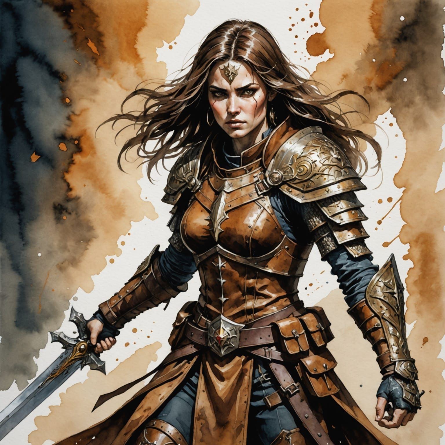 Warrior Priestess in Dark Armor