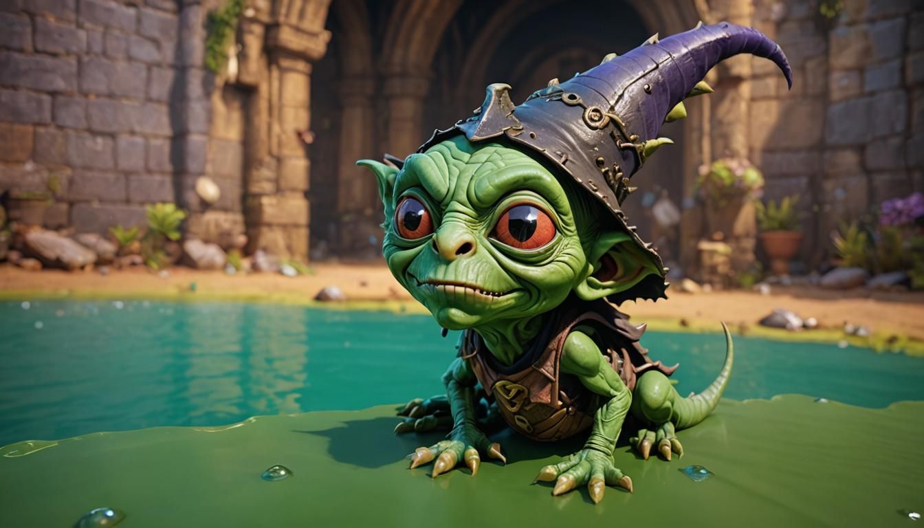 Green Scaly Goblin Concept Art in Unreal Engine 5