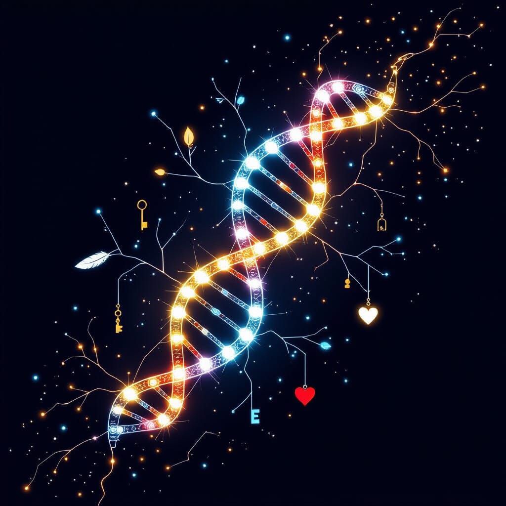 Luminous Thread Art DNA Visualization