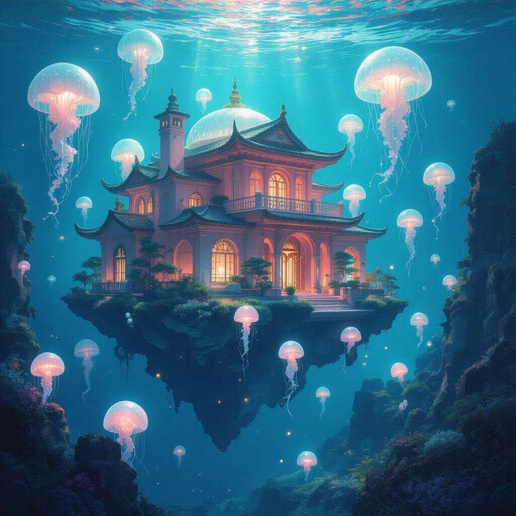 Bioluminescent Dream House in Atlantean Style