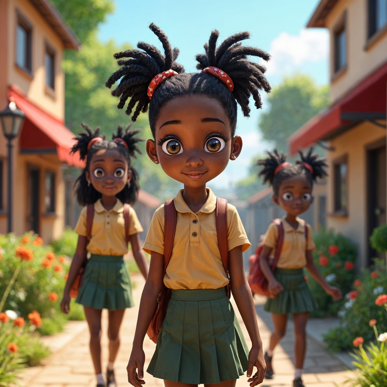 Animated Schoolgirl with Friends: Fantasy Concept Art