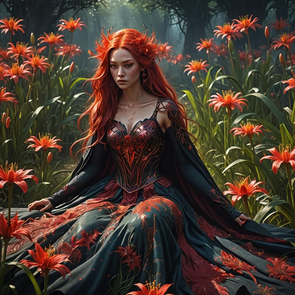 Goddess of Rage in a Spider Lily Field