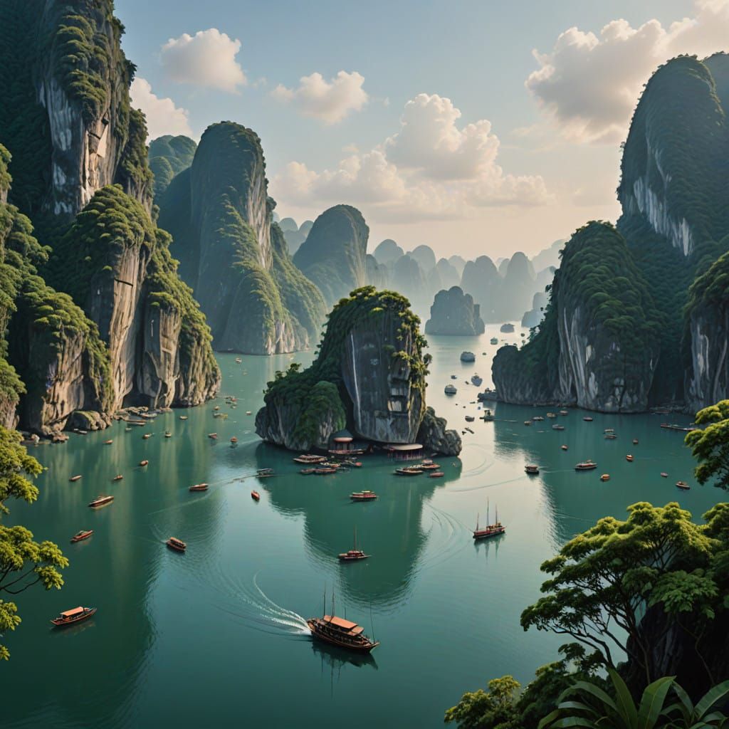 Limestone Karsts Rise from Lunar Landscape