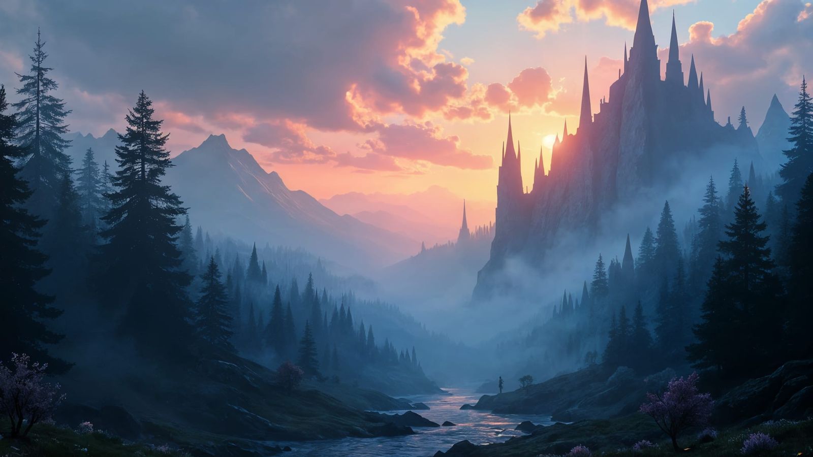 Fantastical Landscape Matte Painting in Deep Color