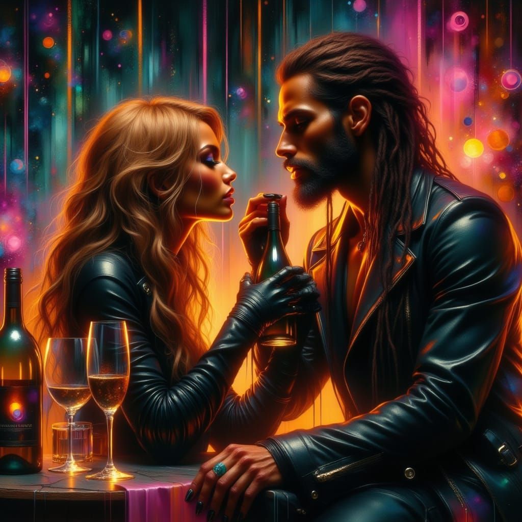 Woman Kicks Door in Hyperrealistic Neon Grunge