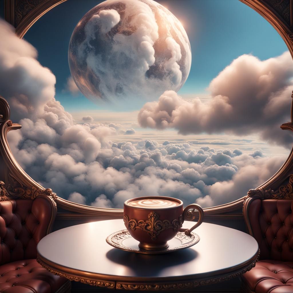 Coffee Table Floating on a Cloud: Fantasy Concept Art