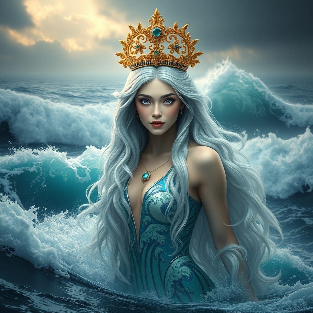 Anahita, Iranian Water Goddess, in Hyperrealistic Digital Ar...