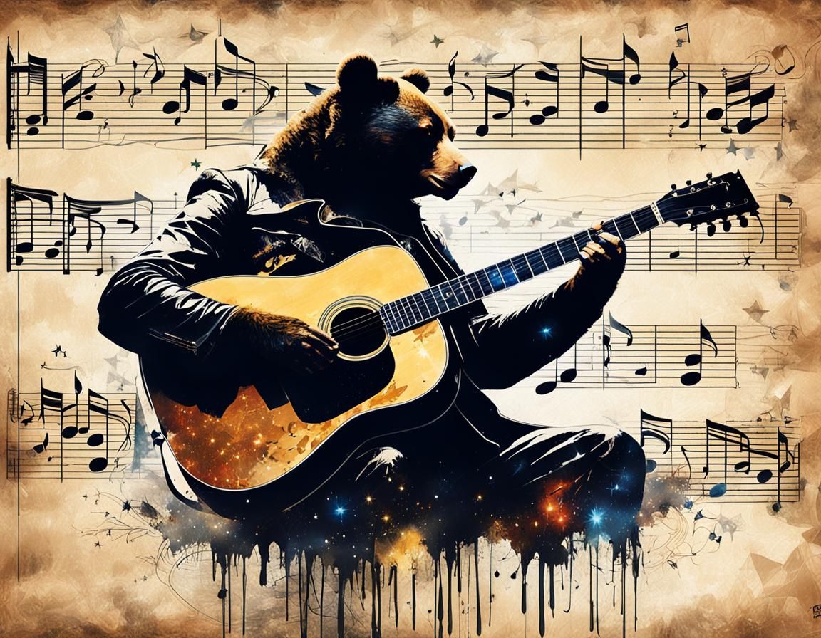 Elvis Presley Bear Silhouette in Space
