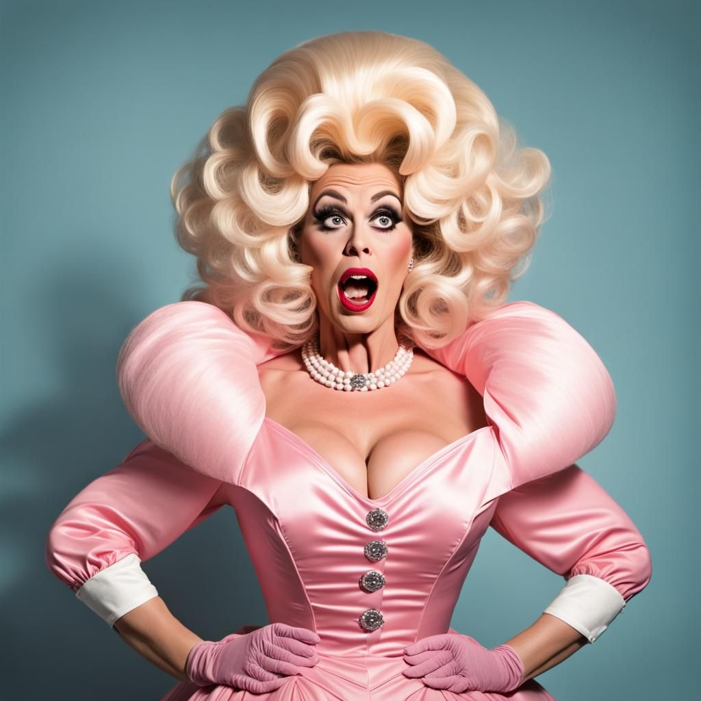 Frightened 50's Housewife Drag Queen Portrait