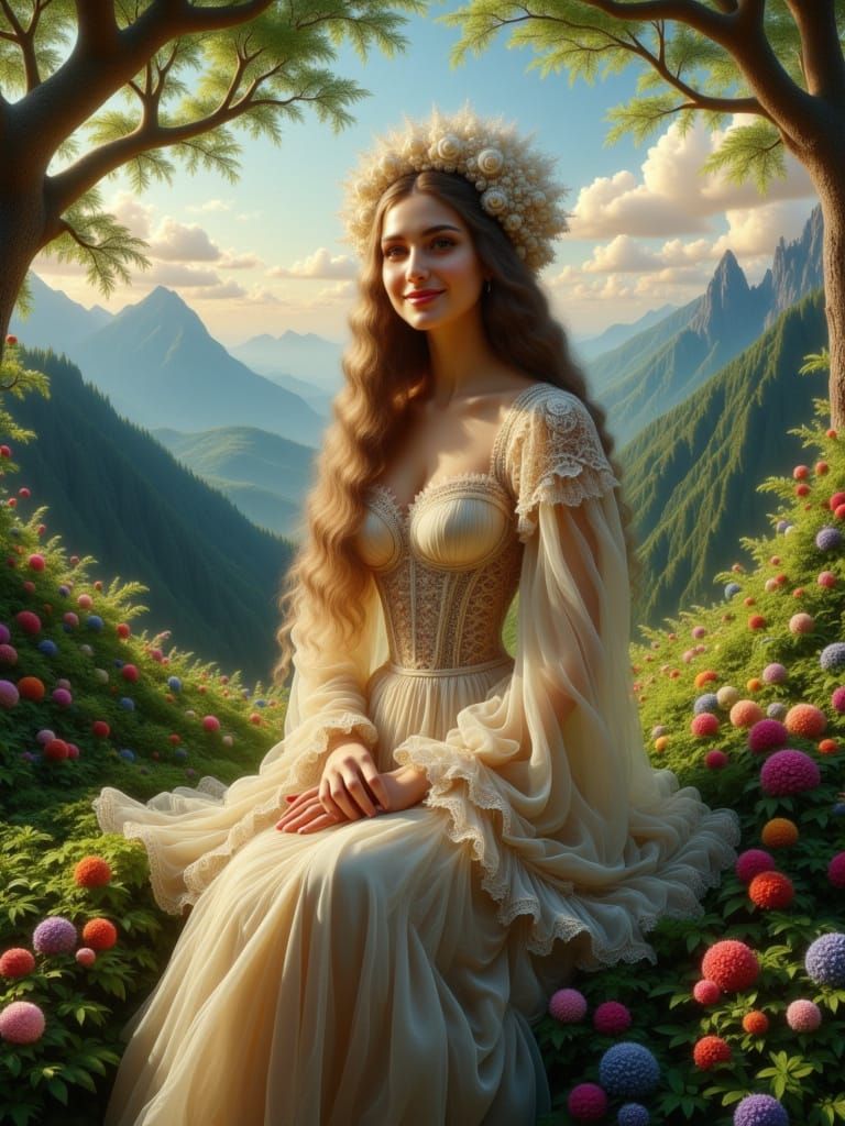 Elegant 19th Century Woman in Natural Setting